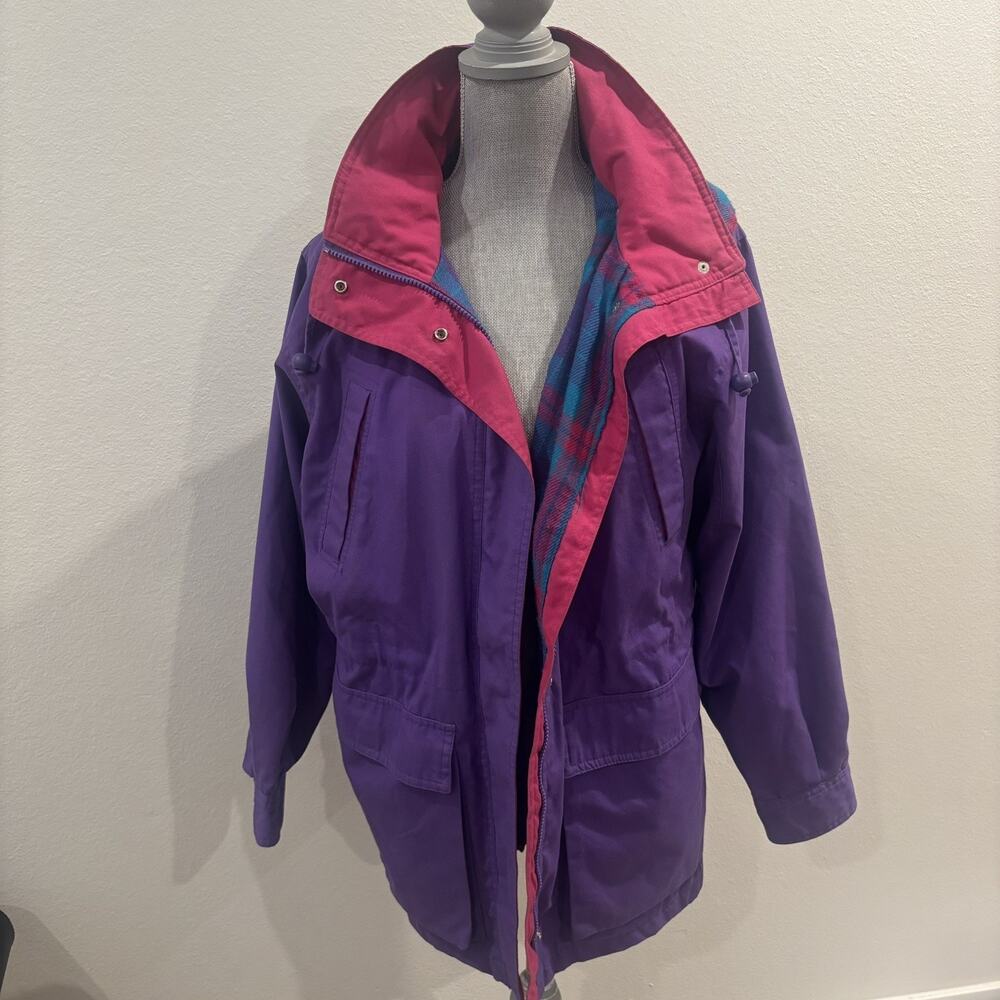 Vintage Pacific Trail Winter Hooded Jacket Women's Purple 90s Plaid Zipper Snow